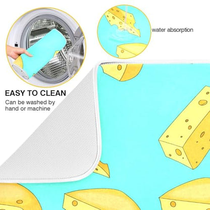 Qilmy Cheese Dish Drying Mat Absorbent Reversible Dish Drainer Pad Tableware Mat for Kitchen Counter Home Decoration, 16 x 18 Inch - size: 16 x 18 Inch