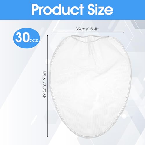 30 Pieces Paint Strainer Bags 5 Gallon, White Regular Fine Mesh Paint Filters Strainer 5 Gal with Elastic Top Opening Nylon Filter Bag for Painting, Gardening, Plant Protection