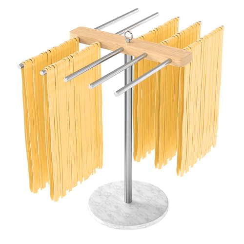 STWWO Pasta Drying Rack, 304 Stainless Steels Arms with Stable Marble Base | Large Noodle Drying Rack , Prevents from Sticking, Drying Rack for Homemade Fresh Spaghetti, Tagliatelle, Fettuccine - size: Marble Base