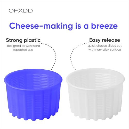 Cheese Mold for Cheese Making - Cheese Molds 2 Pcs - Plastic Ricotta Basket 20 oz - Cheese Form Mold for Feta, Camembert, Ricotta