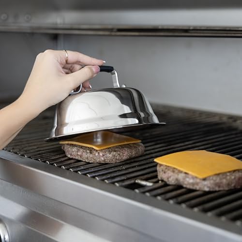 Outset Burger Cheese Melting Dome for Grill, Griddle, and Stovetop, Stainless Steel - size: 6.5" Melting Dome