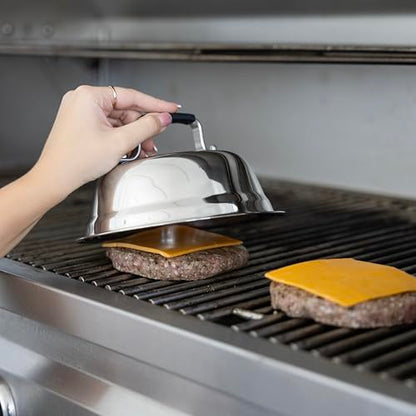 Outset Burger Cheese Melting Dome for Grill, Griddle, and Stovetop, Stainless Steel - size: 6.5" Melting Dome