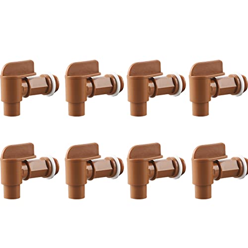 8Pcs 3/4” Male Barrel Faucet for 5 Gallon Water Jugs Plastic Drum Faucet Spigot Replacement Water Spigot by MUGLIO (Brown) - size: 8 Pack