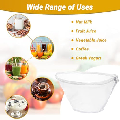 Cheese Cloth Bag for Straining, 5 Pack, Bowl-Shaped Fine Mesh Nylon Nut Milk Bag Reusable for Straining Almond/Oat/Soy Milk, Tea, Yogurt, Juice, Dumpling Fillings, Coffee, Flour (Small) - size: Small