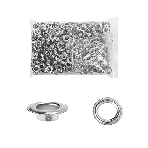 KING PIECES 500pcs Grommets 1/4 Inch (6mm) Washers and Grommets Kit for Grommet Tool, Banner & Posters Metal Grommets Eyelets for Fabric Clothes Leather Belt Punching - color: Silver, size: 500pcs 1/4 Inch