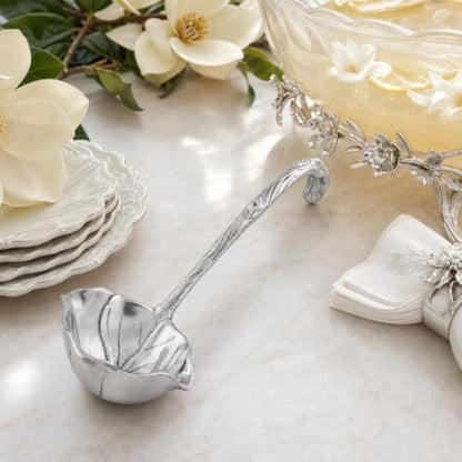 Arthur Court Magnolia Pattern Aluminum Serving Ladle - Elegant Punch/Soup Ladle for Entertaining - 12.5 Inch Long - size: 12.5 inches Magnolia