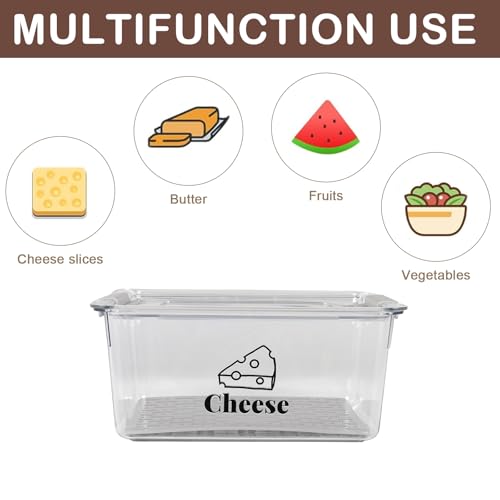 Cheese Container Airtight with Draining Basket Cream Cheese Sliced Cheeses Box with Lid Saver for Fridge Cheeses Keeper Cream Block Shredded Storage Box Saver (Clear - 2 Pack) - color: Clear - 2 Pack