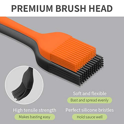 Silicone Basting Pastry Brush - Cooking Brush for Oil Sauce Butter Marinades, Food Brushes for BBQ Grill Kitchen Baking, Baster Brushes Baste Pastries Cakes Meat Desserts, Food Grade, Dishwasher Safe - color: 2 Pack - Black, Orange