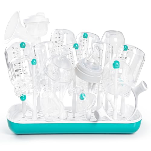 Termichy Baby Bottle Drying Rack with Tray, High Capacity Bottle Dryer Holder for Bottles, Teats, Cups, Pump Parts and Accessories, Green - color: Green, size: Countertop Style