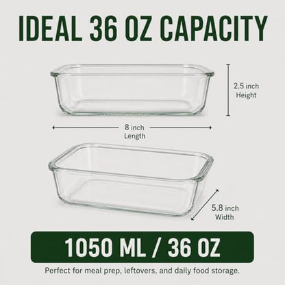 5 Pack 36oz Borosilicate Glass Food Storage Containers Set with Lids, Freezer Meal Prep Containers, Airtight Bento Lunch Container Set, Oven, Freezer and Dishwasher Safe, BPA Free, Kitchen Storage Set - color: gray