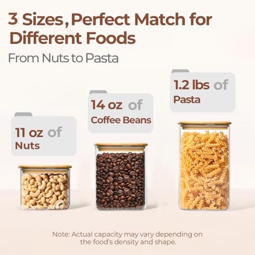 ComSaf Glass Storage Containers With Lids 6-Pack (0.7qt/1.2qt/1.6qt), Glass Pantry Storage Containers, Rectangular Glass Jars With Lid, Glass Canisters For Kitchen Flour Cereal Sugar Tea Coffee Bean - size: 0.7Qt*2/1.2Qt*2/1.6Qt*2