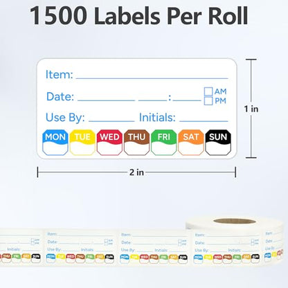 3 Rolls 1500 Pcs 1 inch X 2 inch Restaurant Quality Shelf Life Food Rotation Labels, Self-Adhesive Removable for Reusable Containers, Food Safety Date Sticker, Leftover Labels (1 * 2in-1500pc-Blue5) - style: 3Rolls-Blue
