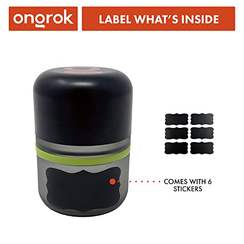 ONGROK Glass Storage Jar, 80ml, 6 Pack | UV Herb/Spice Jar with Child‑Resistant Lid, Color‑Coded Glass Containers to Preserve Smell and Aroma - size: 80ML - 6 Pack