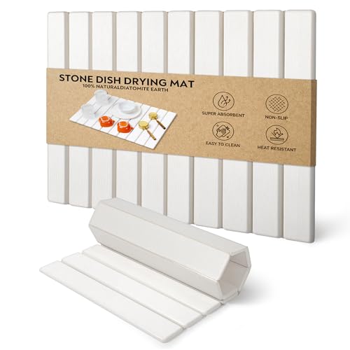 Stone Drying Mat for Kitchen Counter, Quick Diatomaceous Earth Mats for Dishes, Super Absorbent Fast Drying Collapsible Countertop Stone Mat , for Dishes Bottles Cups Bathroom ,24"(L)×16 (W) - color: Rectangle Beige