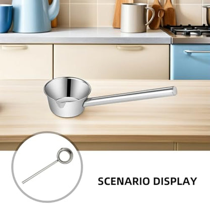 Stainless Steel Long Handle Ladle with Pour Spout 35cm Water Scoop Kitchen and Garden Watering Tool Sturdy Metal Water Dipper for Cooking and Outdoor Use