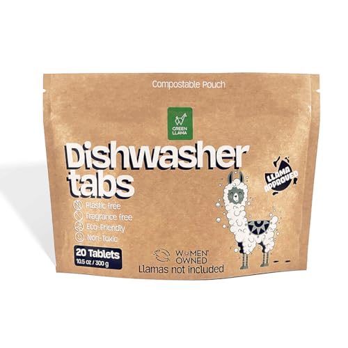 Dish Washing Machine Tablets, Pack of 20 - Fragrance-Free, PVA-Free, Non-Toxic Dishwasher Tablets in Compostable Packaging – Women-Owned Company, Leaping Bunny Certified - size: 20 Count (Pack of 1)