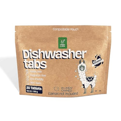Dish Washing Machine Tablets, Pack of 20 - Fragrance-Free, PVA-Free, Non-Toxic Dishwasher Tablets in Compostable Packaging – Women-Owned Company, Leaping Bunny Certified - size: 20 Count (Pack of 1)