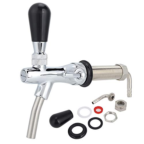 Beer Faucet Beer Tap Adjustable Draft Faucet G5/8in Thread Long Shank Keg Control Switch Stainless Steel Brass for Home Brewing Keg Party Restaurant Dispenser