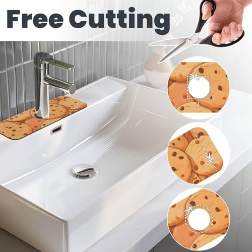 Kitchen Sink Faucet Mat Splash Guard, Chocolate Chip Cookies Super Absorbent Drying Mat, Non-Slip Drain Pad for Bathroom Counter - color: Chocolate Chip Cookies