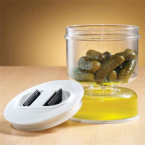 Pickle and Olive Hourglass jar, Pickle Flip Jar Separated from Wet and Dry, Pickle Jar with Strainer Flip, Juice Separator, for Airtight Food Storage (1PCS)