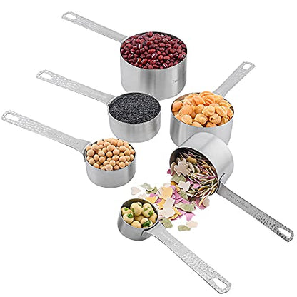 18/8 Stainless Steel Measuring Cups and Spoons Set, Metric & US 6 Measuring Cups and 7 Measuring Spoons with Leveler & 5 Mini Measuring Spoons for Baking & Kitchen