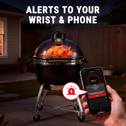 TempPro Bluetooth Grill Thermometer with LCD Display & App Alerts, 500FT Wireless Temperature Gauge for Smoker, Kettle, Kamado, Pellet, Gas Grills, 0.3 Inches Universal Sensor Fits Most Lids