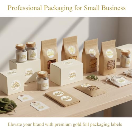500pcs Christmas Stickers Clear Gold Foil Merry Christmas Stickers Packaging Labels for Small Business Envelope Seals Holiday Gift Box Birthday Party Favors - color: 500pcs- Gold Foil Merry Christmas