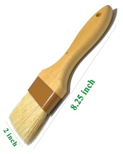 Pastry Brush,Basting Brush 2 in-Natural Boar Bristle Basting Brush for Cooking,Food Grade Brushes for Baking,Heat Resistant to Spread Oil,Sauce,Butter,Flour,Egg Wash Marinades for BBQ Barbecue(2 pc)