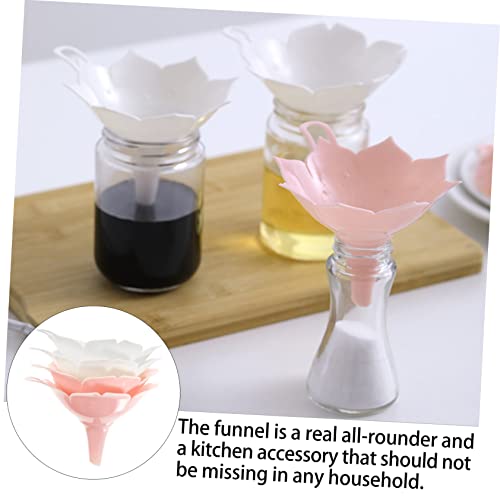 4pcs Plastic Funnel Set Creative Cherry Blossom Flower Shape Liquid Separator Smooth Oil Transfer Funnel for Kitchen Powder Dry Goods Multi-Purpose White