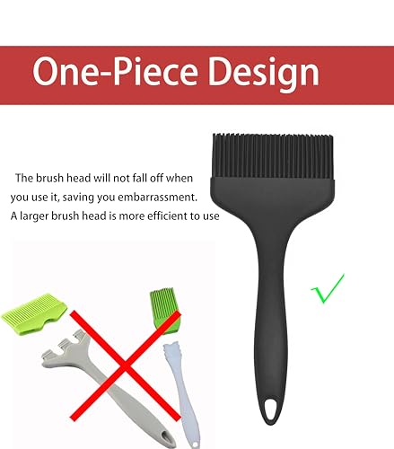 2 Pcs Of Silicone Basting Brushes Heat Resistant Pastry Brush Oil brush BBQ Grill Brush Set One-Piece Design, Suitable For Barbecue Oven Teppanyaki Kitchen Cooking Easy Clean Black - color: Black
