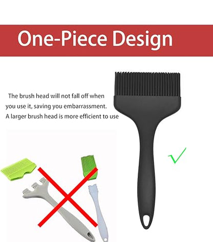 2 Pcs Of Silicone Basting Brushes Heat Resistant Pastry Brush Oil brush BBQ Grill Brush Set One-Piece Design, Suitable For Barbecue Oven Teppanyaki Kitchen Cooking Easy Clean Black - color: Black