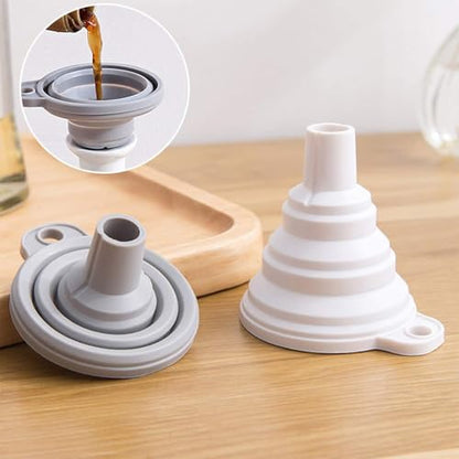 3PCS Silicone Collapsible Funnels Set for Kitchen Use Compact and Portable Liquid Transfer Tool, Grey - color: 3 Shades Of Gray