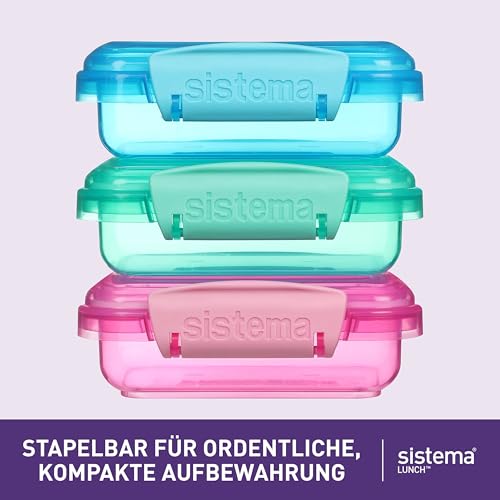 Sistema Lunch Collection Food Storage Containers, 6.7 oz./0.2 L, Pink/Green/Blue, 3 Count - size: 6.7oz