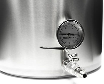 Northern Brewer - MegaPot Stainless Steel Brew Kettle with Volume Markings (30 Gallon w/Valve and Thermometer) - size: 30 Gallon