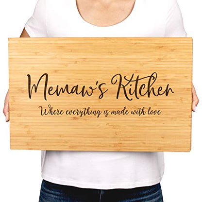Andaz Press Large Bamboo Wood Cutting Board 17.75 X 11-Inch Memaw's Kitchen Where Everything Is Made With Love, 1-Pack Engraved Chopping Board Christmas Birthday Chef Kitchen Ideas Mamaw Cutting Board - color: Memaw