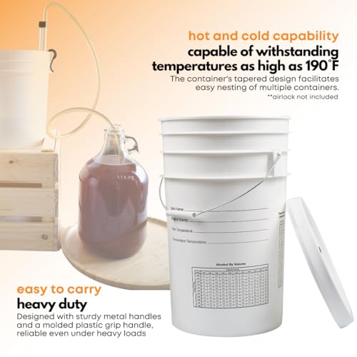 Fastrack 6.5 Gallon Fermenting Bucket with Lid | White | 100% Food Grade-BPA Free Fermenting Brew Bucket for your Beer, Wine or any other Fermented Beverage