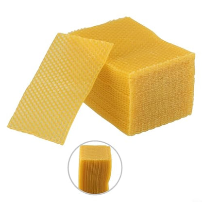 30 Pack Beeswax Beehive Foundation Sheets 5.24x3.54 Inch Natural Base for Beekeeping Equipment Hive Frames DIY Candle Making