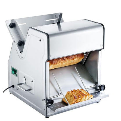 VEVOR Electric Bread Slicer, 370W 1680RPM Bread Slicing C, Stainless Steel Countertop Bread Cutter Machine for 12mm Slice Thickness, Commercial & Home Use for Bakeries Restaurants, 120V - size: Electric