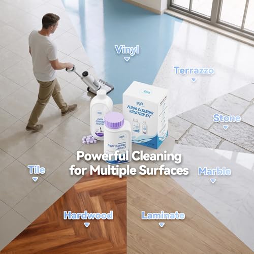 Floor Cleaning Tablets Kit Compatible with Tineco Cleaning Solution, 200 Count Lavender Scent Multi-Surface Floor Cleaner Tablets with 250ml Mixing Bottle, for All Robot Vacuum Mop Hardwood Tile