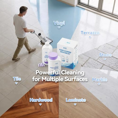 Floor Cleaning Tablets Kit Compatible with Tineco Cleaning Solution, 200 Count Lavender Scent Multi-Surface Floor Cleaner Tablets with 250ml Mixing Bottle, for All Robot Vacuum Mop Hardwood Tile
