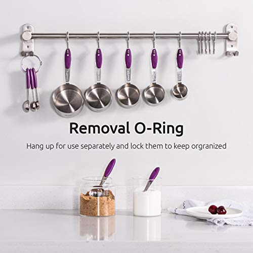 U-Taste 10 Piece Measuring Cups and Spoons Set in 18/8 Stainless Steel (Purple) - color: Purple