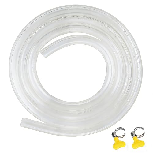 5ft Clear PVC Beer Line Tubing, 3/16" ID x 7/16" OD, Food Grade Kegerator Hose with 2 Hose Clamps, Flexible Draft Beer Line for Homebrew, Bar, Kegerator, Beverage Dispensing Systems - color: Clear, size: 5 Foot