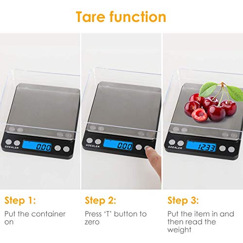 GDEALER Digital Pocket Kitchen Scale 0.001oz/0.01g 500g Kitchen Food Scale Jewelry Weight Compact Scale, Tare, Stainless Steel, Backlit Display, Black - color: Black
