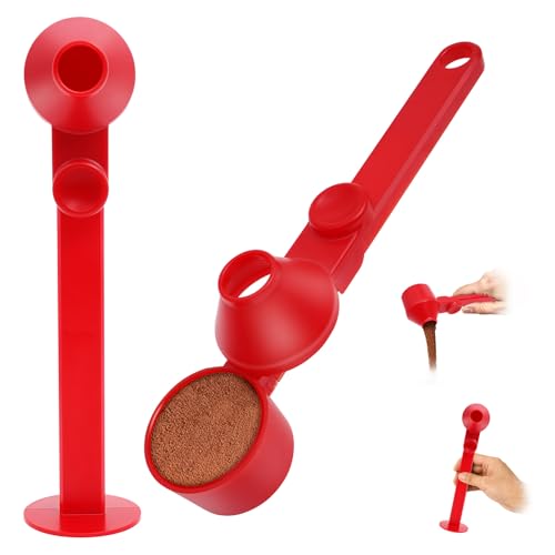 2Pcs Coffee Scoop Funnel 2Tbsp, BPA-Free PCTG, Dishwasher Safe | 51mm Tamper Kit | Fits K-Cup Reusable Pods, Brewer Compatible, Coffee/Protein/Powder, Red, 2 Models A&B - color: Upgraded Combo Red