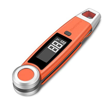 Finaltouch X10 Instant Read Digital Meat Thermometer NSF Certified Waterproof Professional for Cooking Grilling BBQ Baking Candy Oil with Rotating Probe and Backlit Display (Tangerine Tart) - color: Tangerine Tart