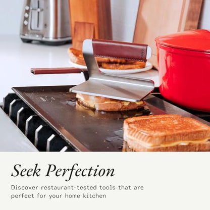 Made In Cookware - Stainless Steel Grill Press - Removable Leather Handle Cover - Crafted in Sweden