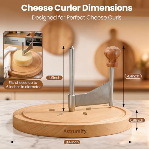 Tête de Moine Cheese Curler Shaver, Professional Stainless Steel Rotary | Wood Base Rotary Shaver for Rose-Shaped Cheese Curls, Chocolate, and Charcuterie Boards, Ideal for Gifting
