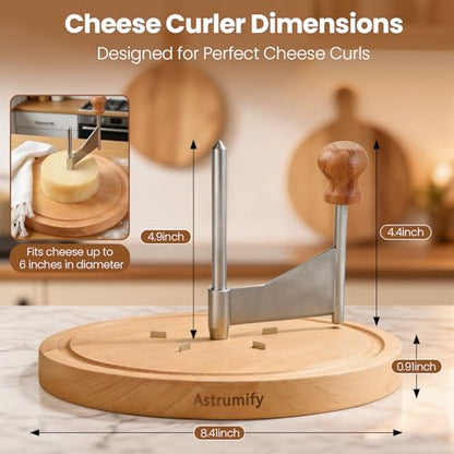 Tête de Moine Cheese Curler Shaver, Professional Stainless Steel Rotary | Wood Base Rotary Shaver for Rose-Shaped Cheese Curls, Chocolate, and Charcuterie Boards, Ideal for Gifting
