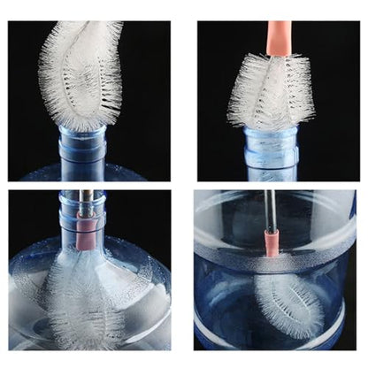 Long Bottle Brush, 70cm Stainless Steel Handle Bendable Head Bottle Cleaner Brush for Household Office (Pink) - color: Pink