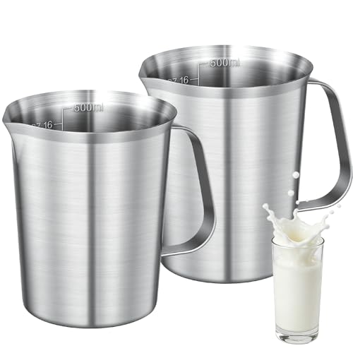 Stainless Steel Measuring Cups 2-Pack, Unbreakable Metal Measuring Cup Set with Easy-Read OZ/ML Marks & Secure Grip Handle, Ideal for Kitchen, Baking, Bar, Party & Pet Food (16 oz+16 oz) - size: 16 oz+16 oz